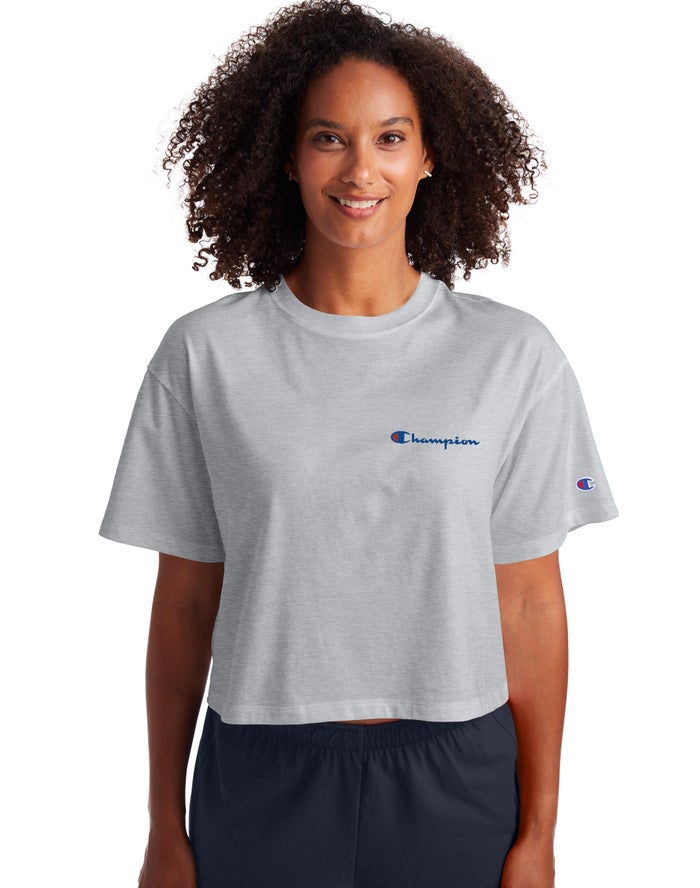 Champion cropped hot sale t shirt